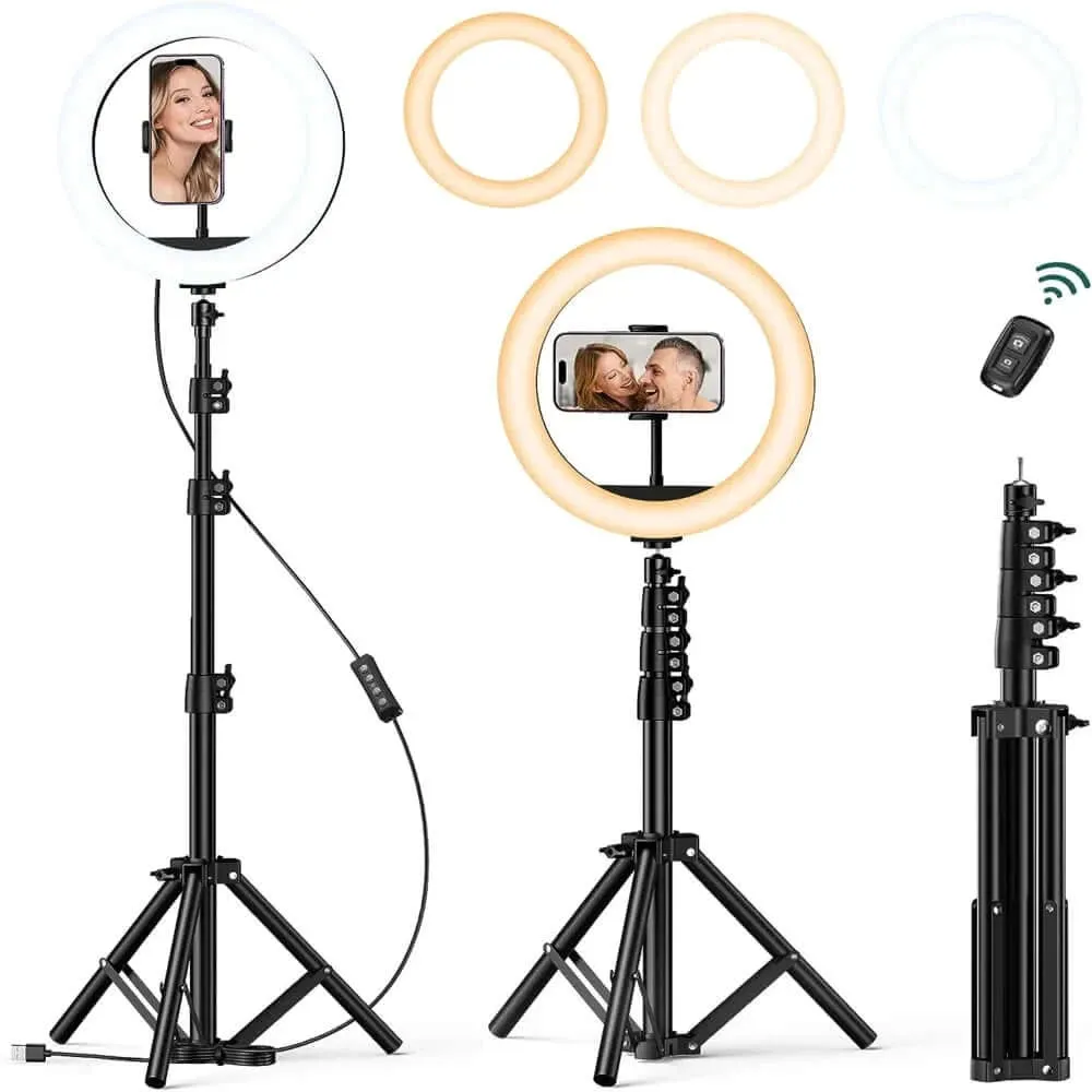 10 Inch Selfie Ring Light with 55 Inch Extendable Tripod Stand