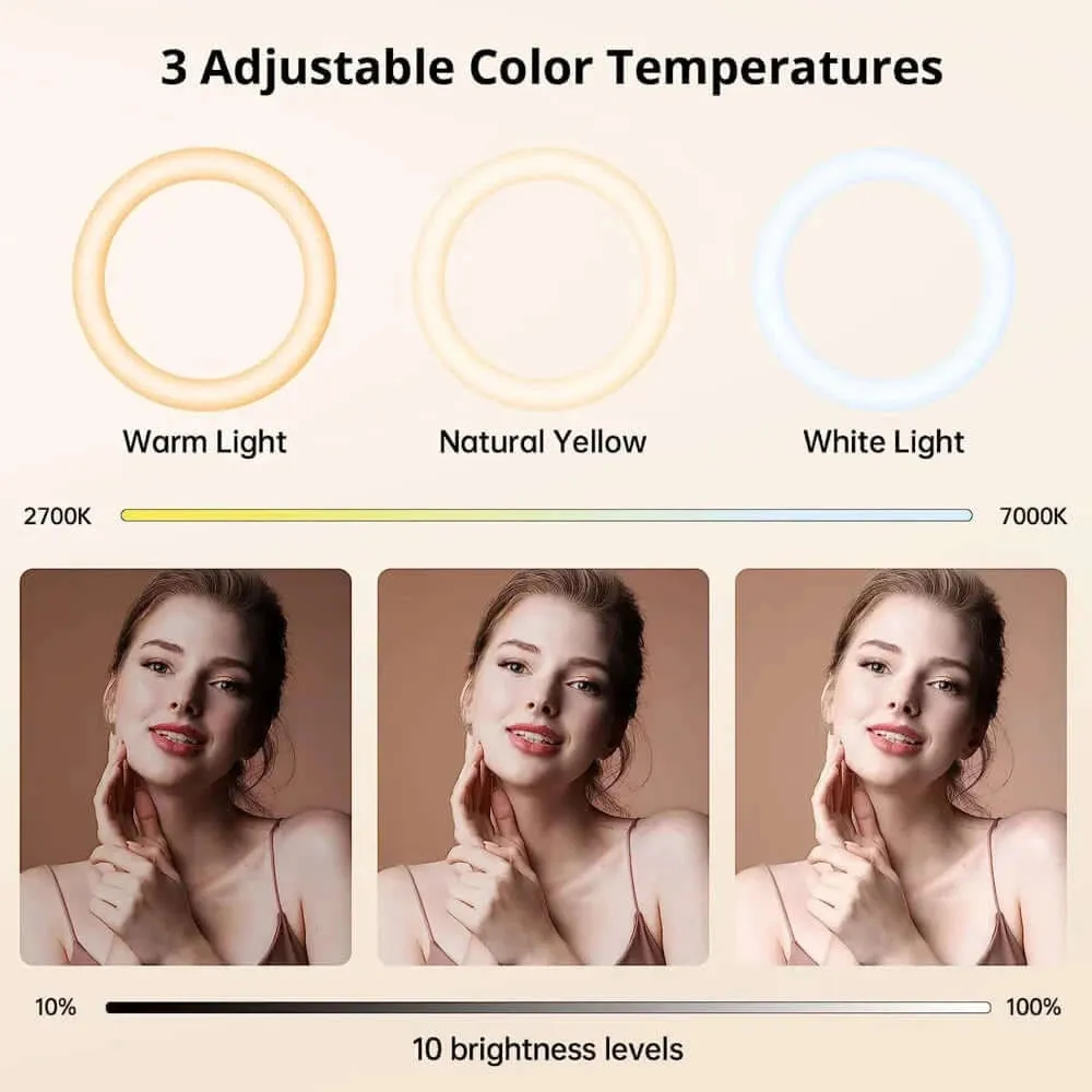 10 Inch Selfie Ring Light with 55 Inch Extendable Tripod Stand