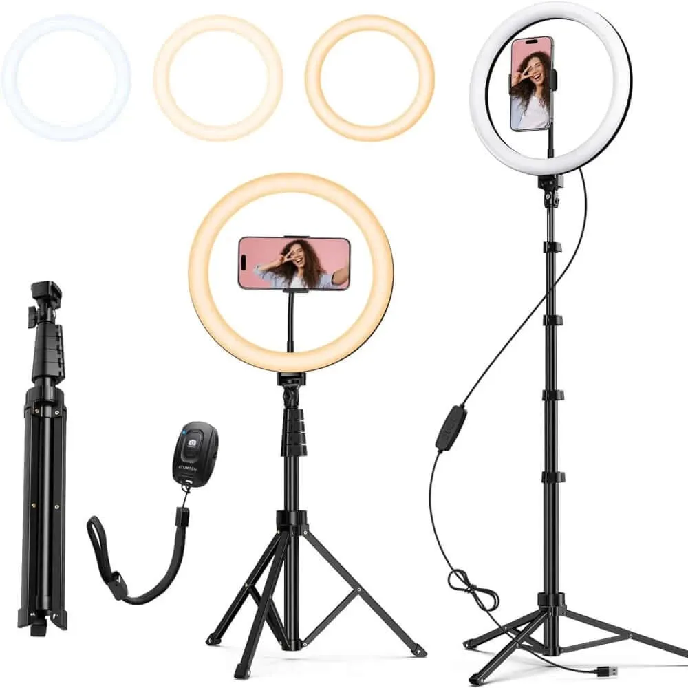 10 Inch Selfie Ring Light with 55 Inch Extendable Tripod Stand