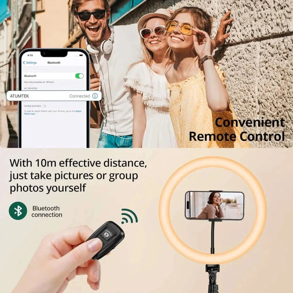 10 Inch Selfie Ring Light with 55 Inch Extendable Tripod Stand