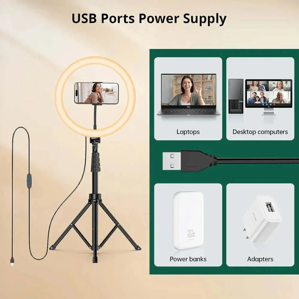 10 Inch Selfie Ring Light with 55 Inch Extendable Tripod Stand