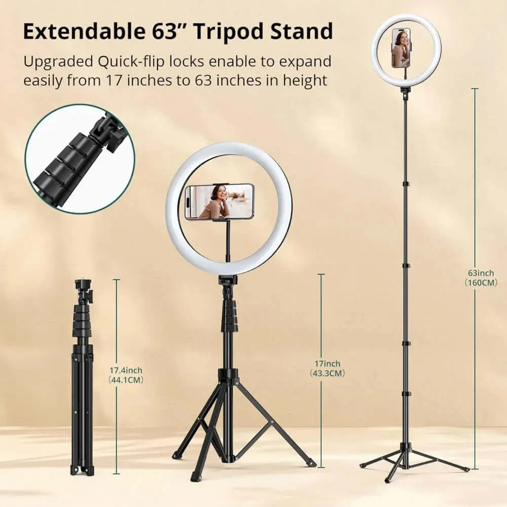 10 Inch Selfie Ring Light with 55 Inch Extendable Tripod Stand
