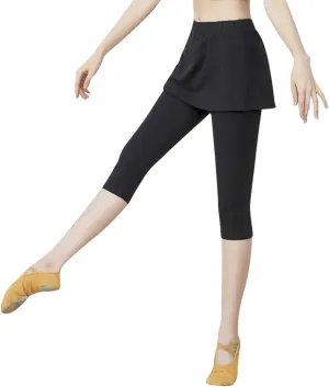 2 in 1 Womens Leggings with Skirt High Waisted Tennis Athletic Flowy Skirted Legging Active Sport Golf Tennis Skirt