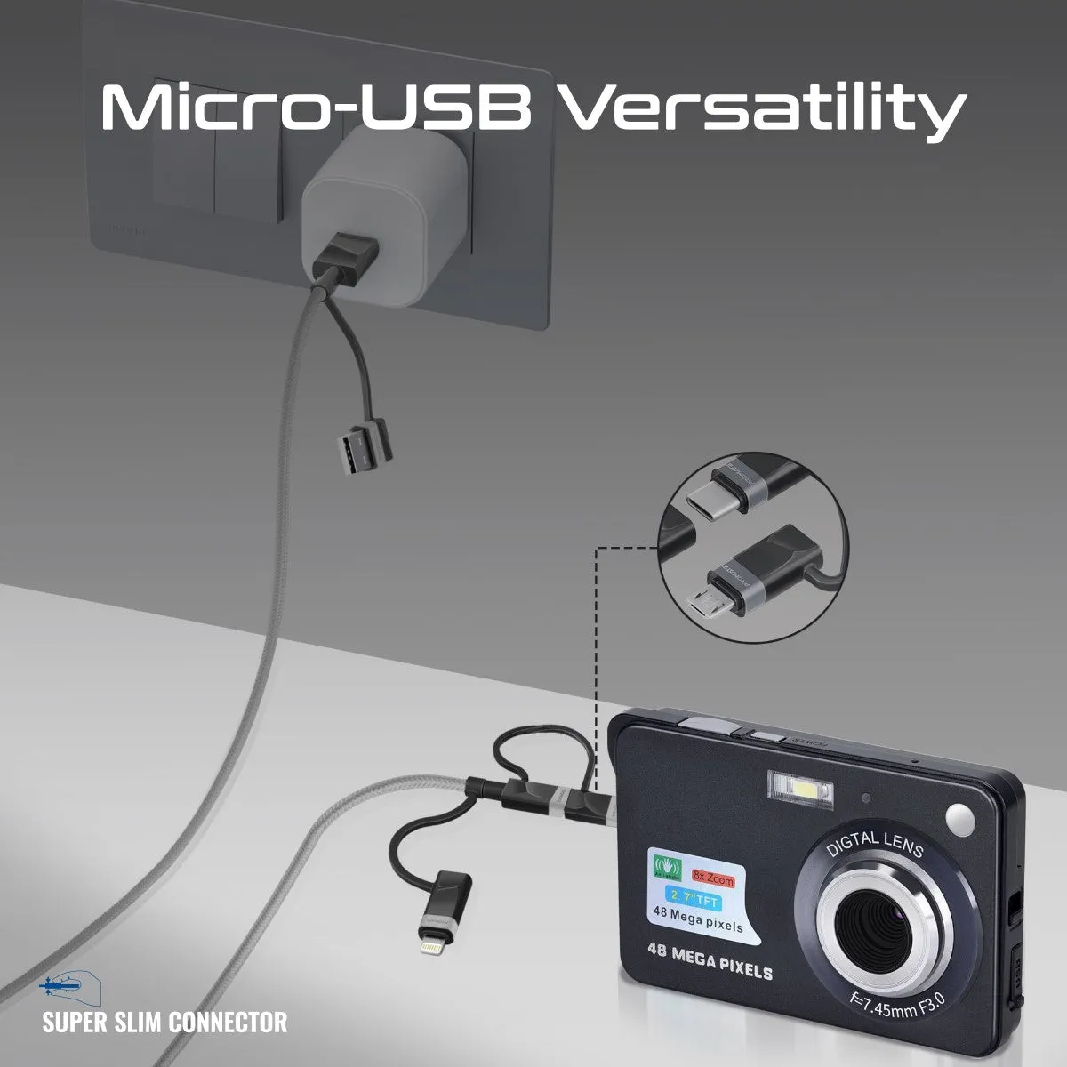 6-in-1 Hybrid Multi-Connector cable for Charging & Data Transfer
