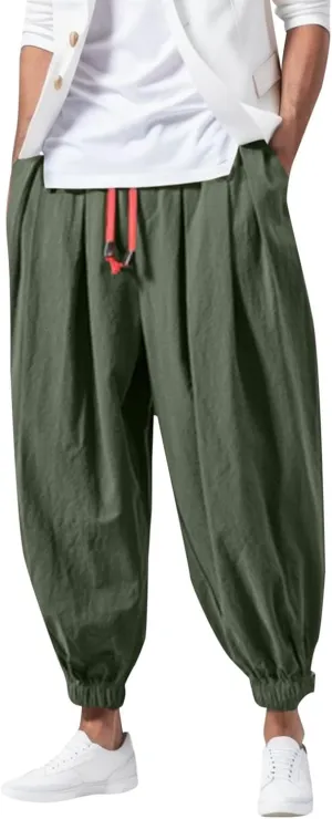 Alalaso Parachute Pants Men Hip Hop Harem Pants Fashion Solid Color Oversized Tapered Pants Casual Comfy Baggy Trouser