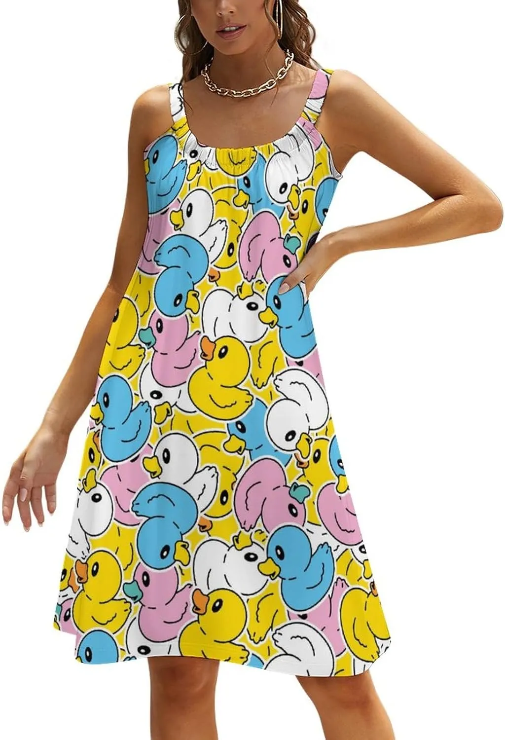 AMRANDOM 2023 Womens Sundress Spaghetti Strap Dresses Summer Casual Party Slim Dress