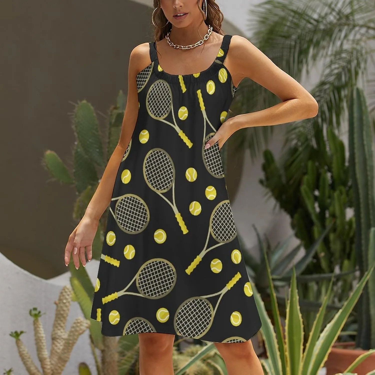 AMRANDOM 2023 Womens Sundress Spaghetti Strap Dresses Summer Casual Party Slim Dress