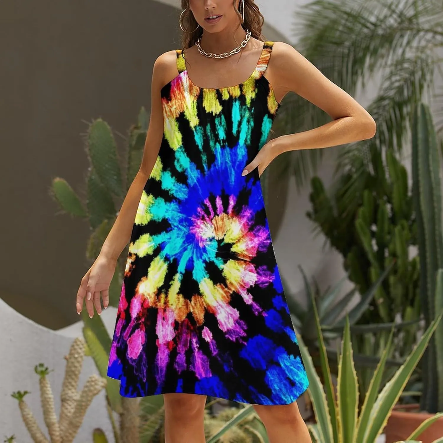 AMRANDOM 2023 Womens Sundress Spaghetti Strap Dresses Summer Casual Party Slim Dress