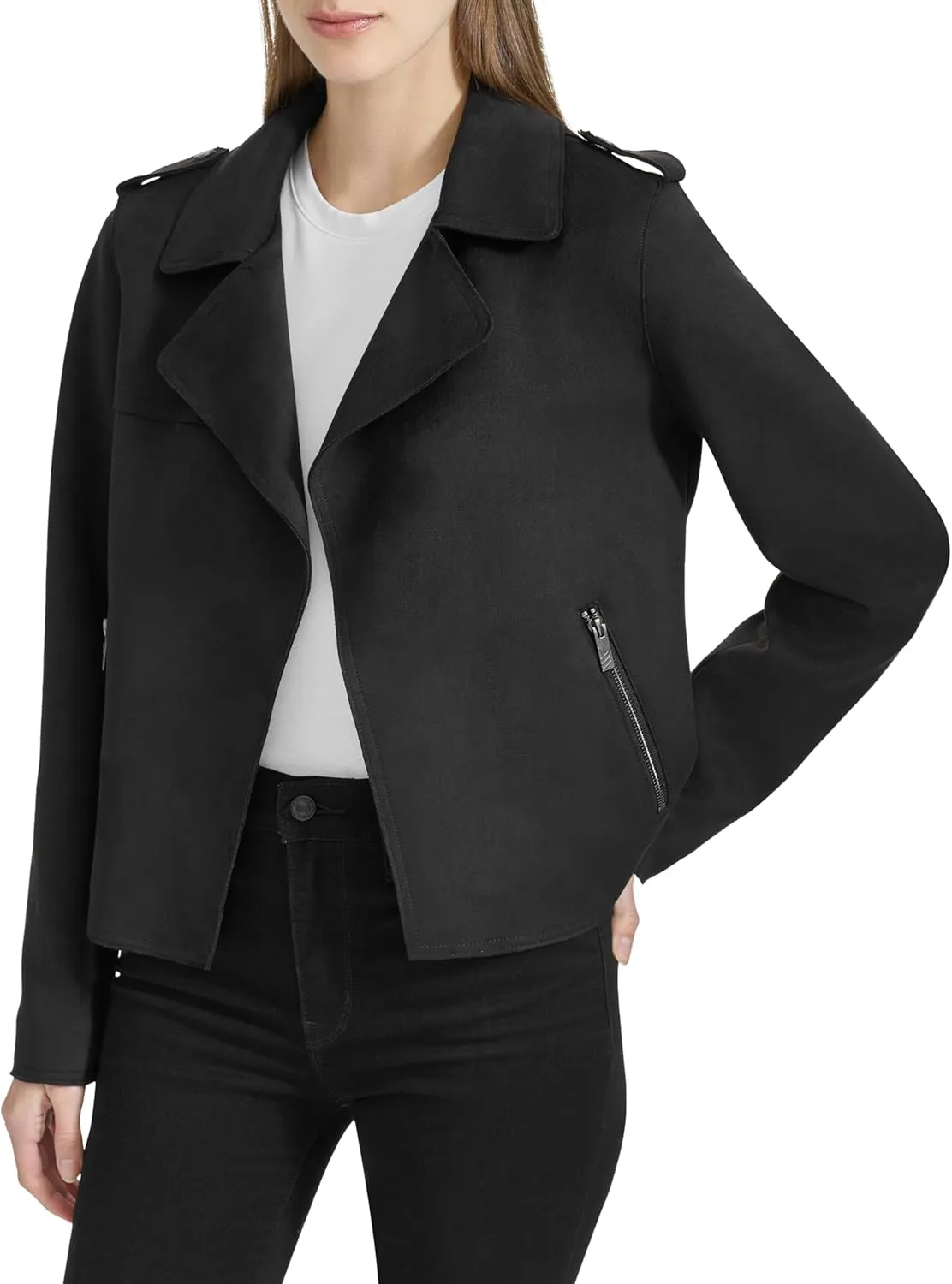 Andrew Marc Women's Faux Suede Moto Jacket