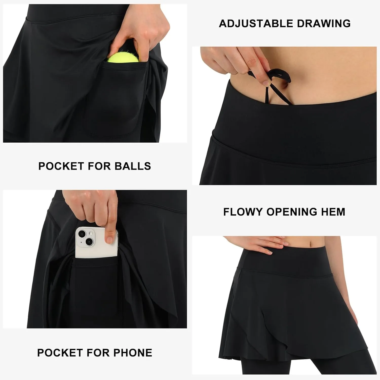 ANIVIVO Skirted Leggings for Women with Pockets, Tennis Yoga Pleated Skirt with Leggings