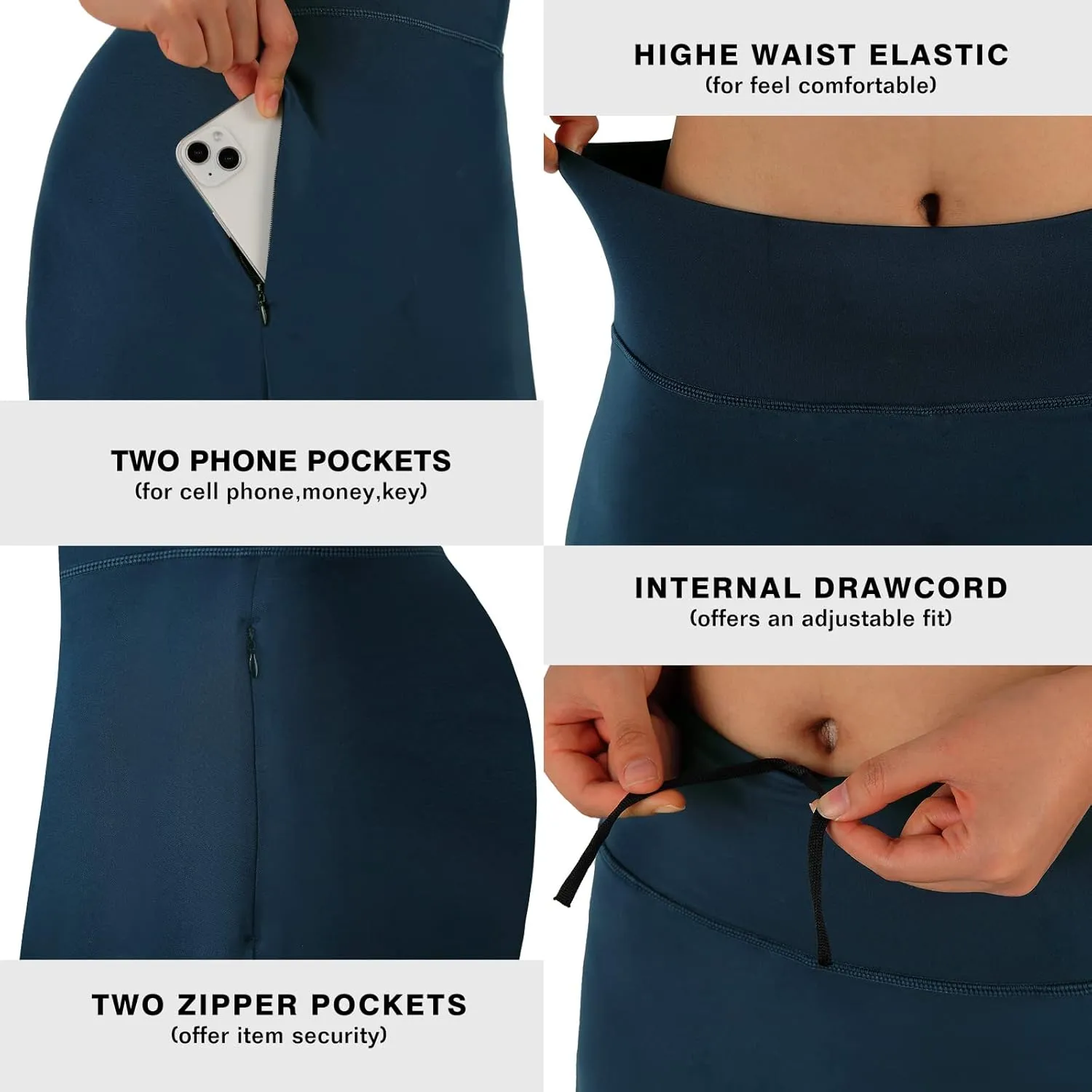 ANIVIVO Women Long Knee Length Skirt with Full Leggings,Skirted Leggings with High Waisted Pockets