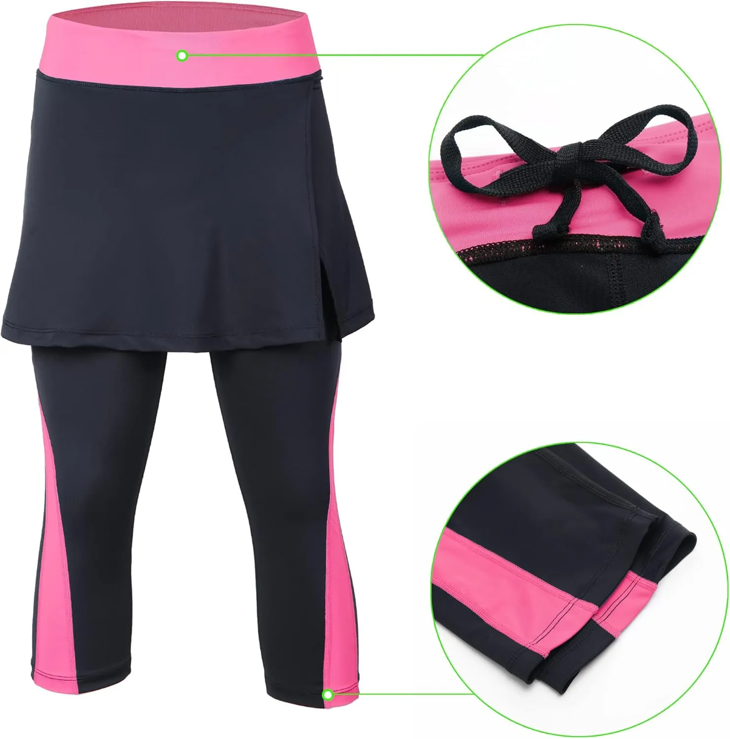 ANIVIVO Women Tennis Skirted Leggings with Pockets, Capris Yoga Leggings with Skirts&Tennis Pickleball Clothing