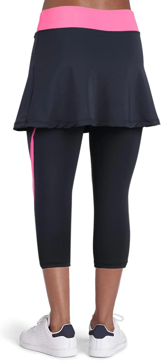 ANIVIVO Women Tennis Skirted Leggings with Pockets, Capris Yoga Leggings with Skirts&Tennis Pickleball Clothing