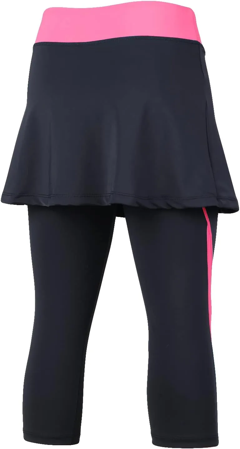 ANIVIVO Women Tennis Skirted Leggings with Pockets, Capris Yoga Leggings with Skirts&Tennis Pickleball Clothing
