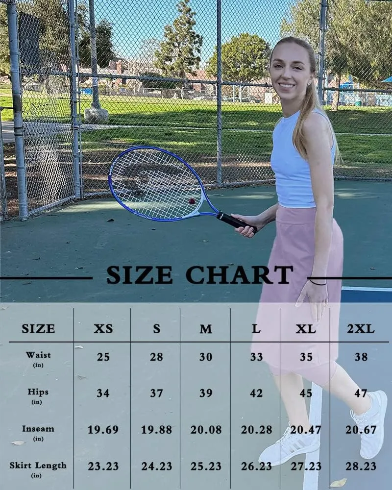 Aurgelmir Womens Tennis Skirt with Capris Leggings Golf Knee Length Skorts Athletic Long Skirts for Women with Pockets