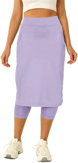 Aurgelmir Womens Tennis Skirt with Capris Leggings Golf Knee Length Skorts Athletic Long Skirts for Women with Pockets