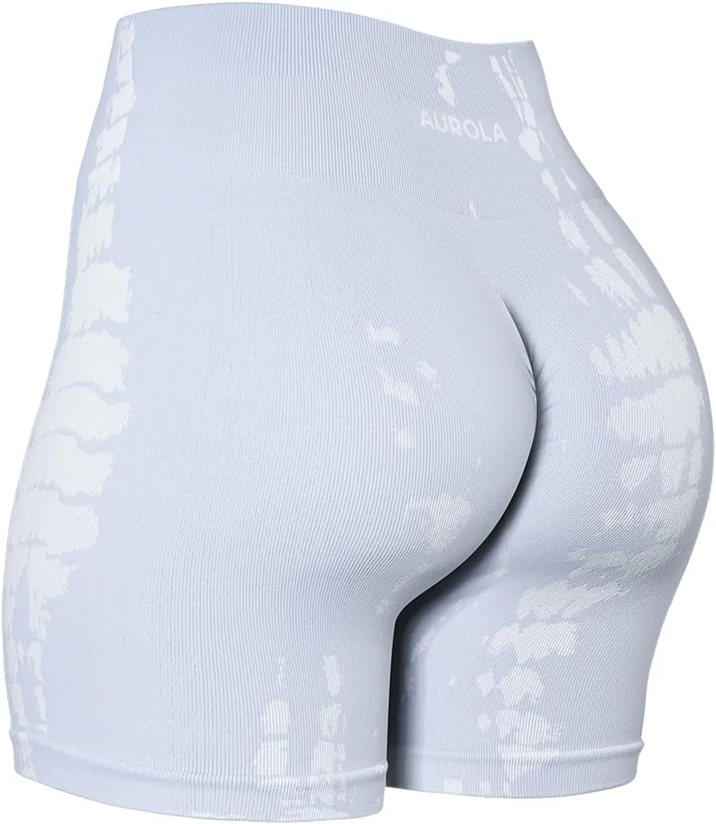 AUROLA Serpent Seamless Scrunch Workout Shorts for Women,Tummy Control Squat Proof Ribbed Thick Active Gym Short