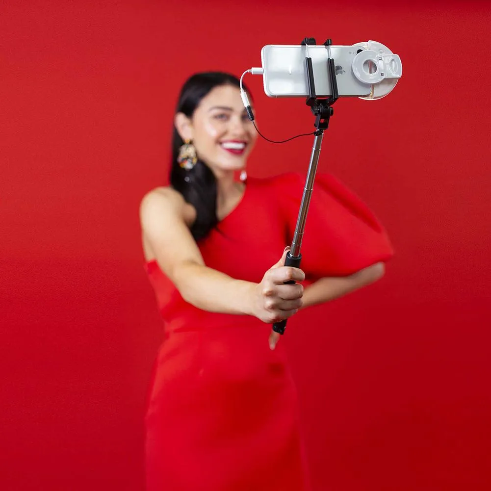 Black Extendable 2x Selfie Stick (Android/ iPhone) - Bestie Bundle