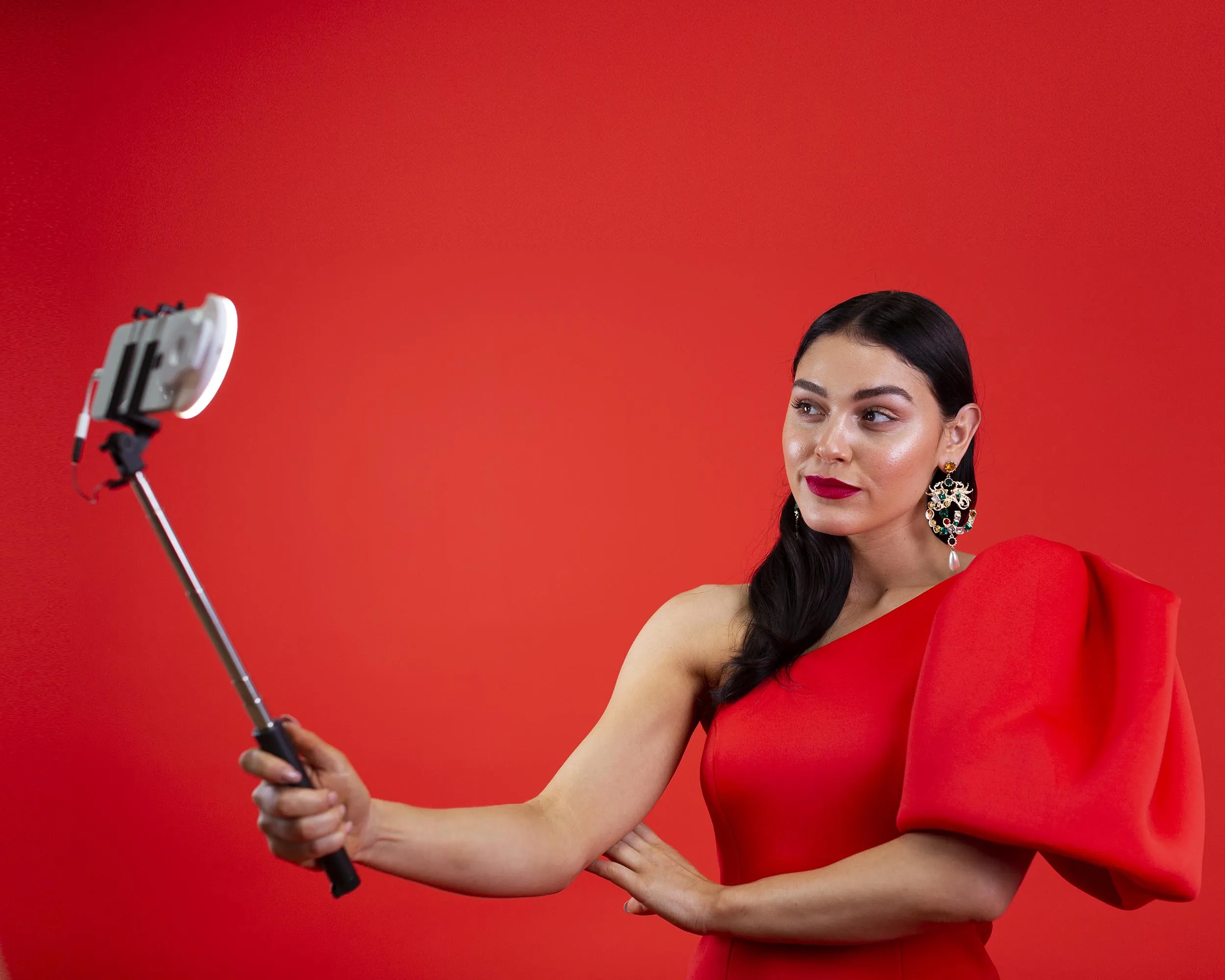 Black Extendable 2x Selfie Stick (Android/ iPhone) - Bestie Bundle