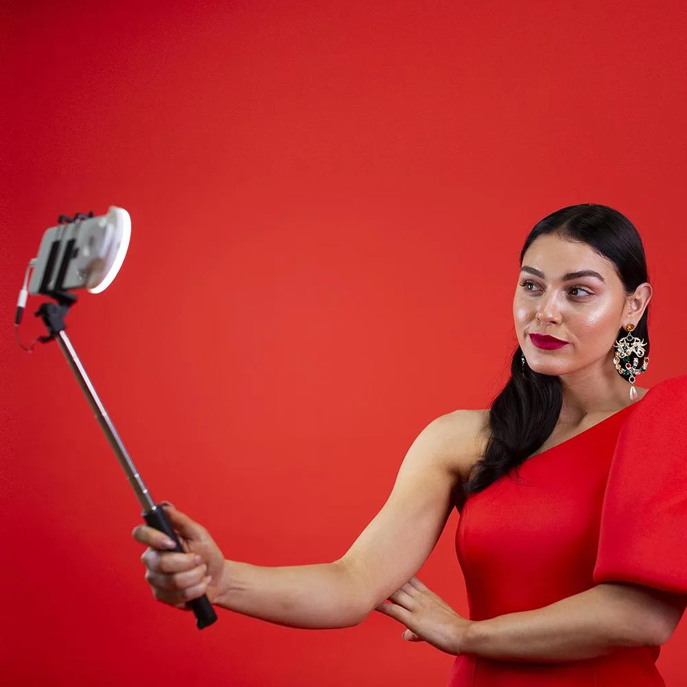 Black Extendable 2x Selfie Stick (Android/ iPhone) - Bestie Bundle