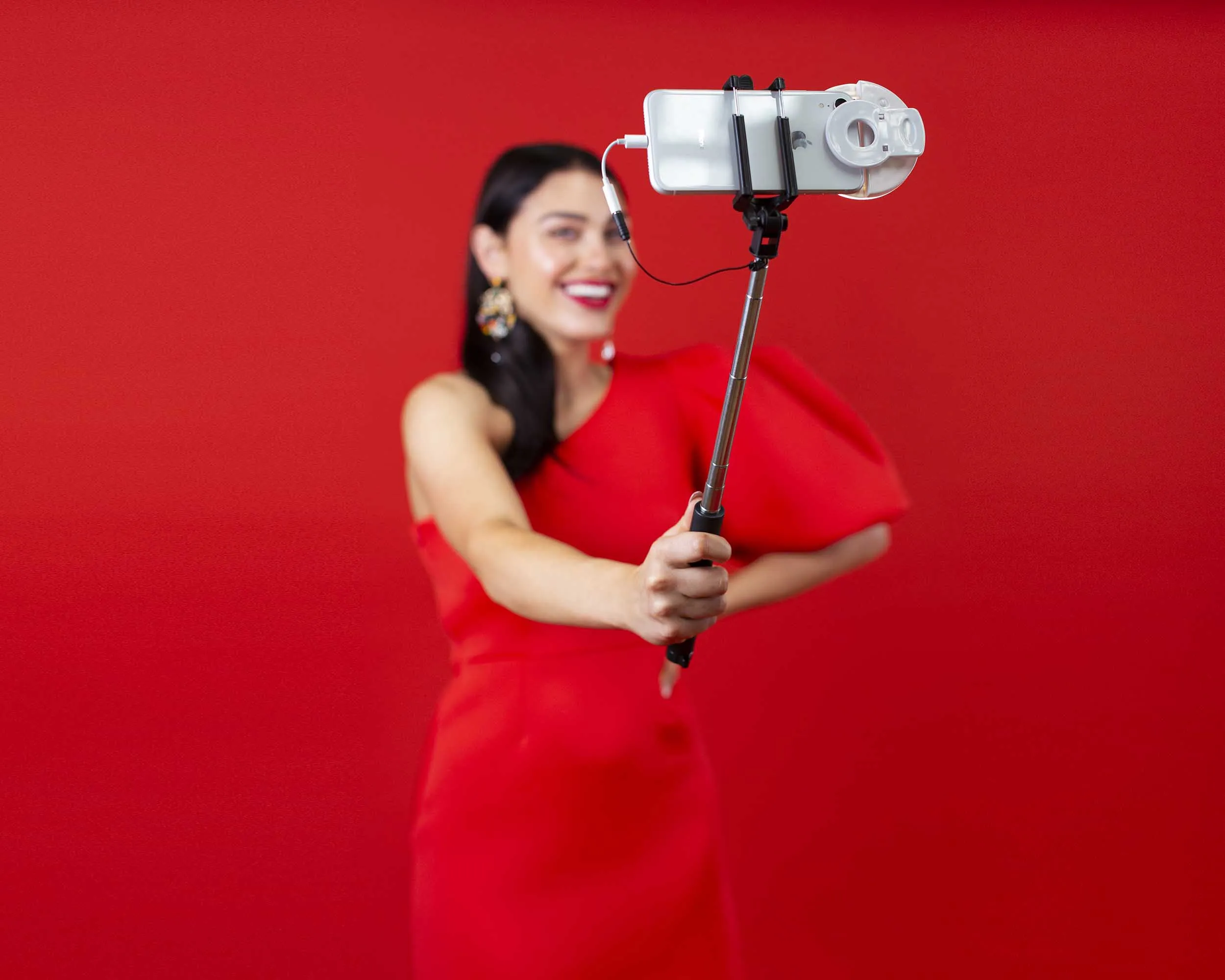 Black Extendable 2x Selfie Stick (Android/ iPhone) - Bestie Bundle