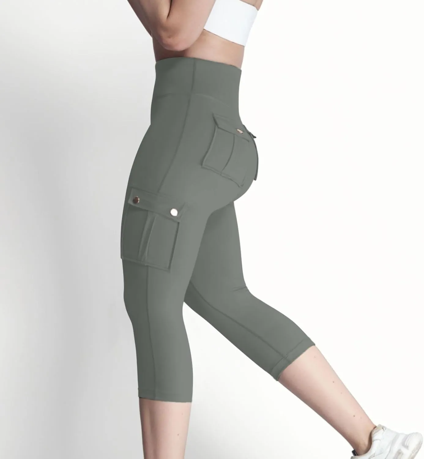 Capri Cargo Pants for Women with Pockets Summer Lightweight Workout High Waisted Yoga Pants for Women
