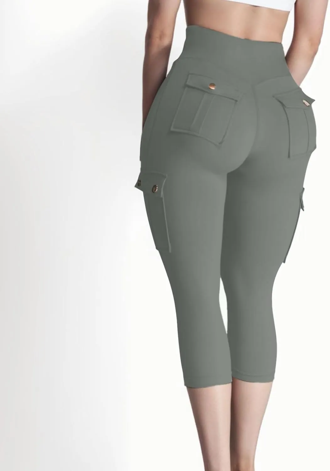 Capri Cargo Pants for Women with Pockets Summer Lightweight Workout High Waisted Yoga Pants for Women