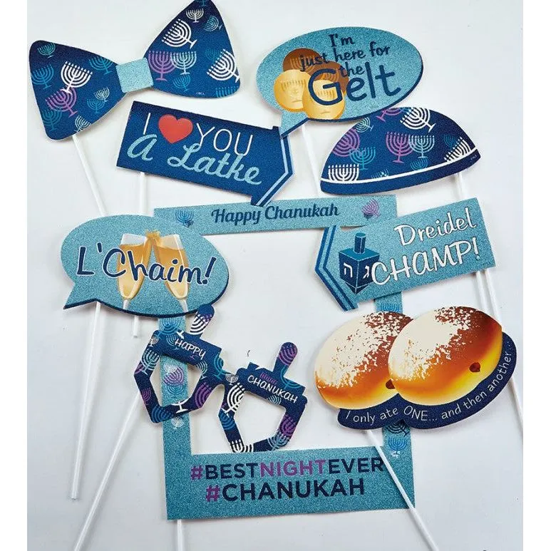 Chanukah Selfie Set includes 10 Glitter Photo Props