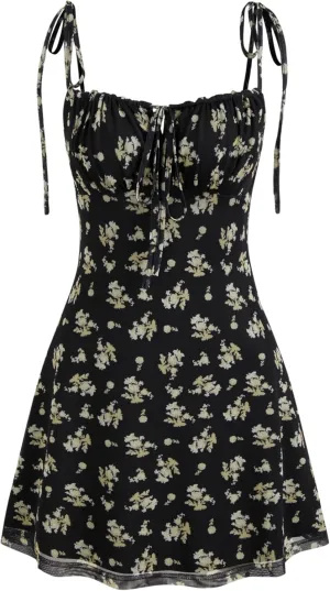 CIDER Floral Dress for Women Summer Mini Dress Sundresses Sleeveless Scoop Neck Sun Dresses A-Line Vacation Outfits