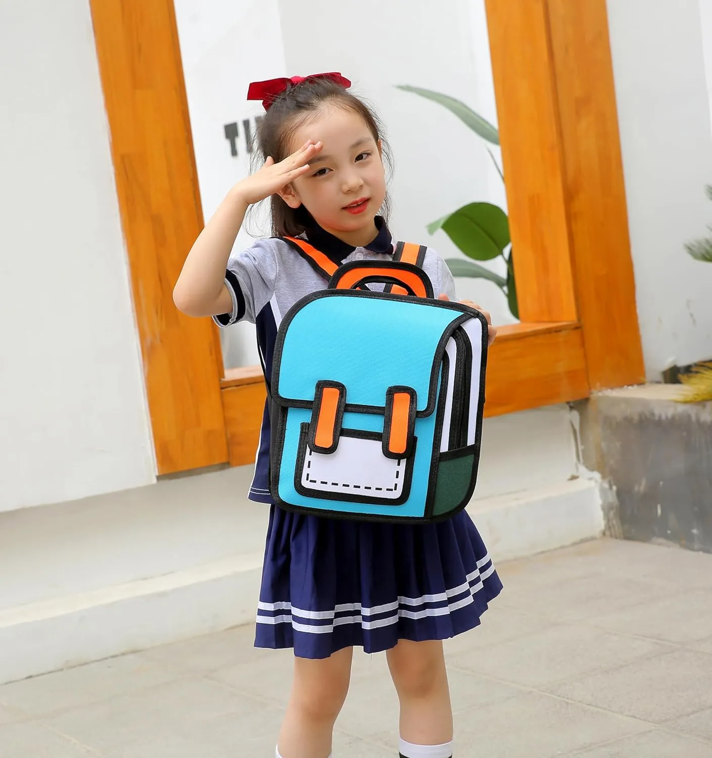 Cute Kids Cartoon Backpack for Boys and Girls, Toddler 2D Drawing Style Comic Fun weird School Pack Bag, Children Jump From Paper Anime Funny Kids Bookbag (black)