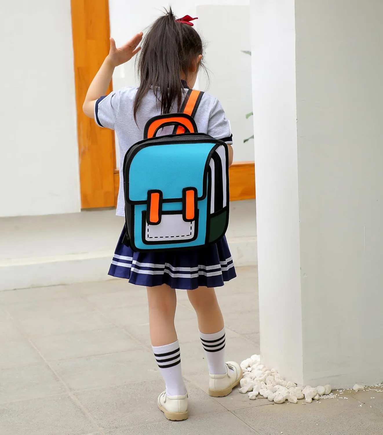 Cute Kids Cartoon Backpack for Boys and Girls, Toddler 2D Drawing Style Comic Fun weird School Pack Bag, Children Jump From Paper Anime Funny Kids Bookbag (black)