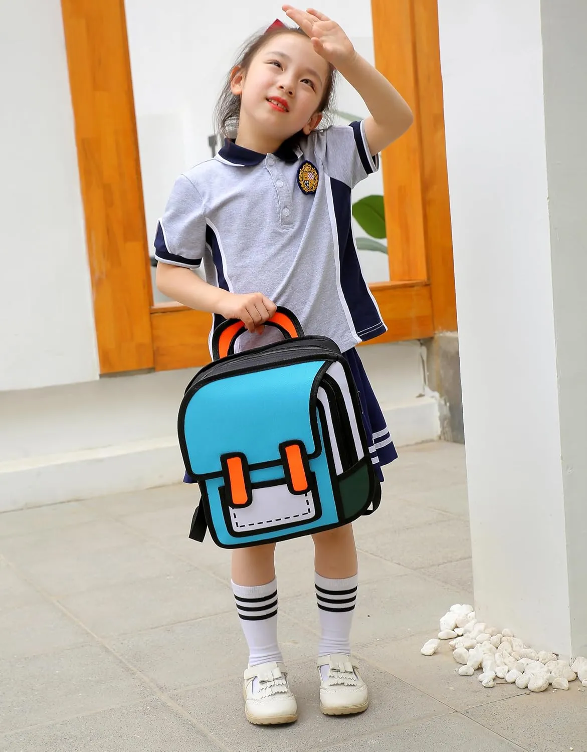 Cute Kids Cartoon Backpack for Boys and Girls, Toddler 2D Drawing Style Comic Fun weird School Pack Bag, Children Jump From Paper Anime Funny Kids Bookbag (black)