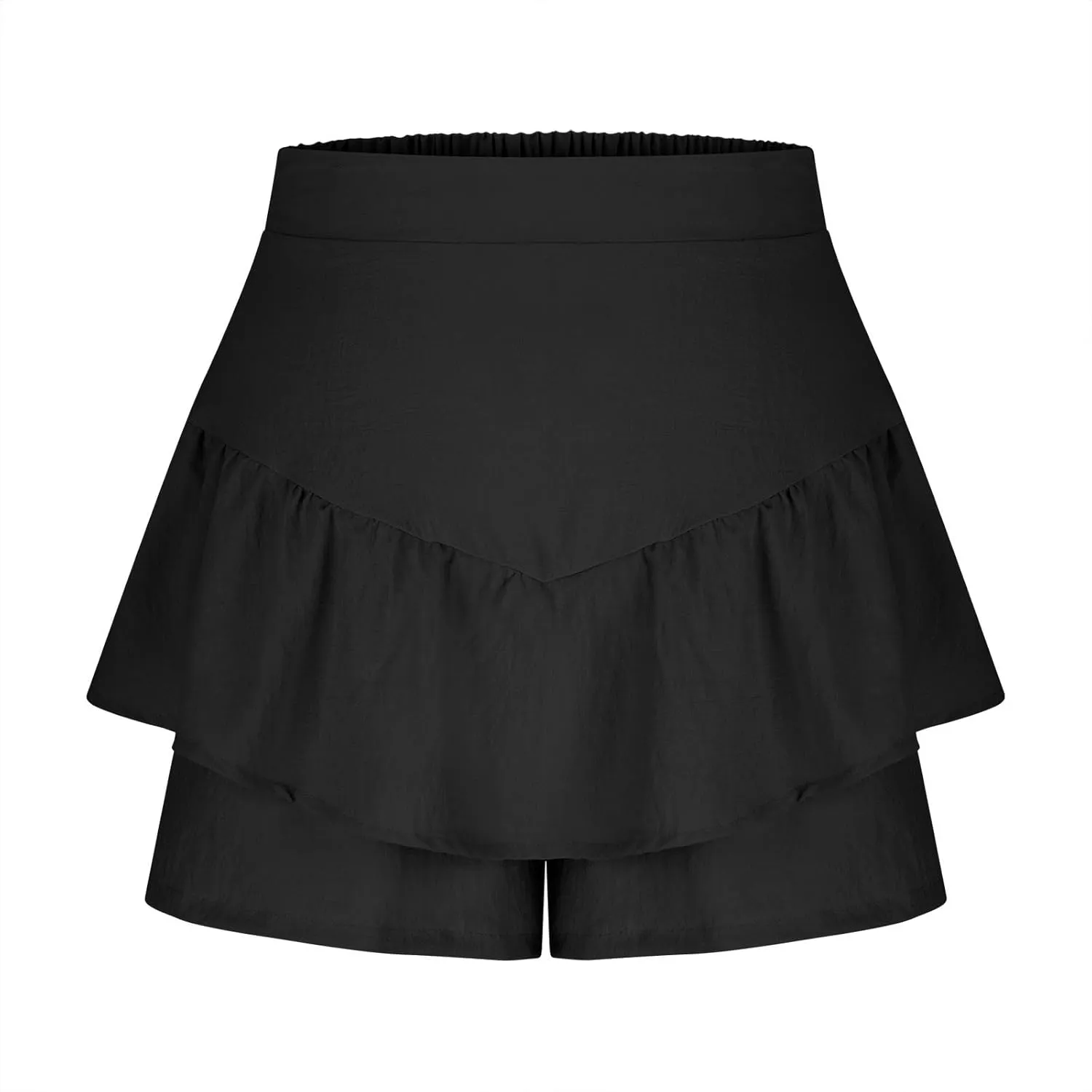 DDAPJ pyju Ruffle Shorts for Women 2025 Trendy Casual Mini Skirt Wide Leg High Waisted Shorts Flowy Skort for Summer