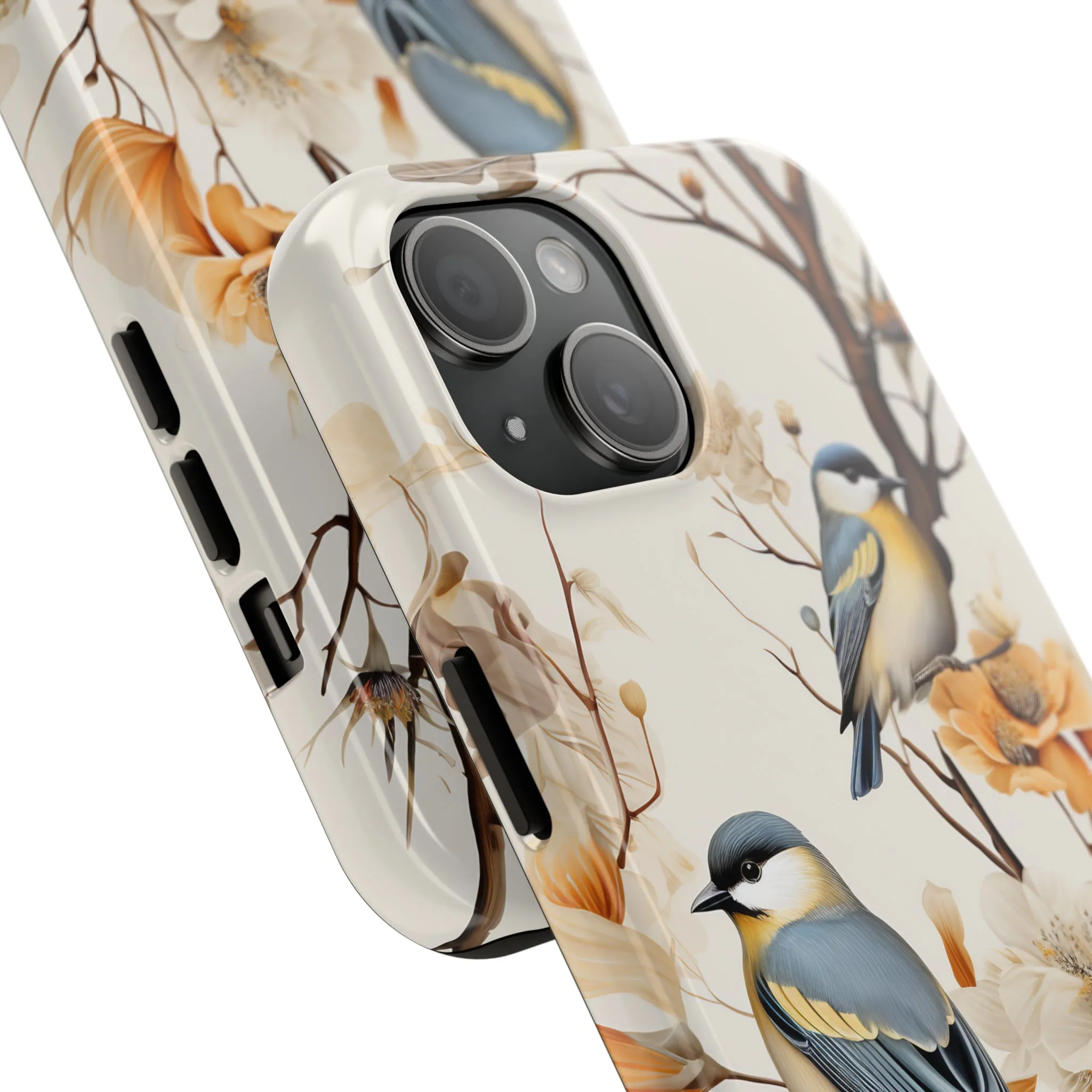 Dried Flowers and Birds Digital print Design Tough Phone Case compatible with a large variety of iPhone models, Gift, Phone Case