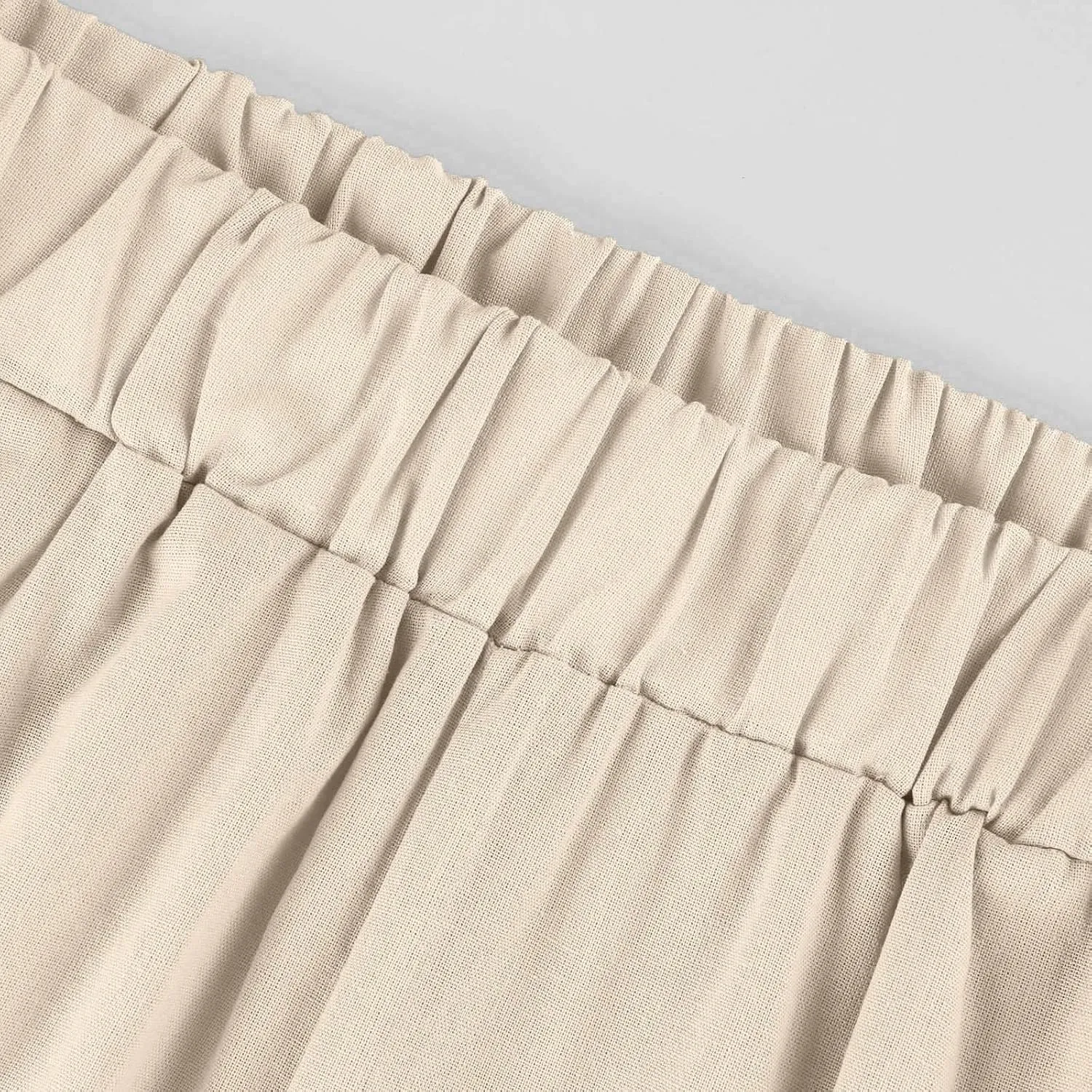 eoeioa Gauze Pants for Women Casual Summer Elastic Waist Ankle Pants Casual Baggy Comfy Beach Trouser with Pockets