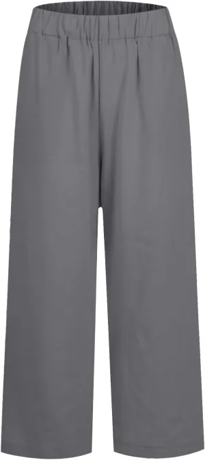 eoeioa Linen Ankle Pants for Women Summer Elastic High Waisted Cropped Pants Casual Lightweight Linen Pant with Pockets