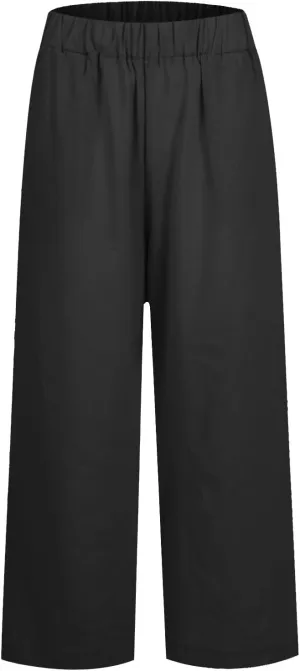 eoeioa Linen Ankle Pants for Women Summer Elastic High Waisted Cropped Pants Casual Lightweight Linen Pant with Pockets