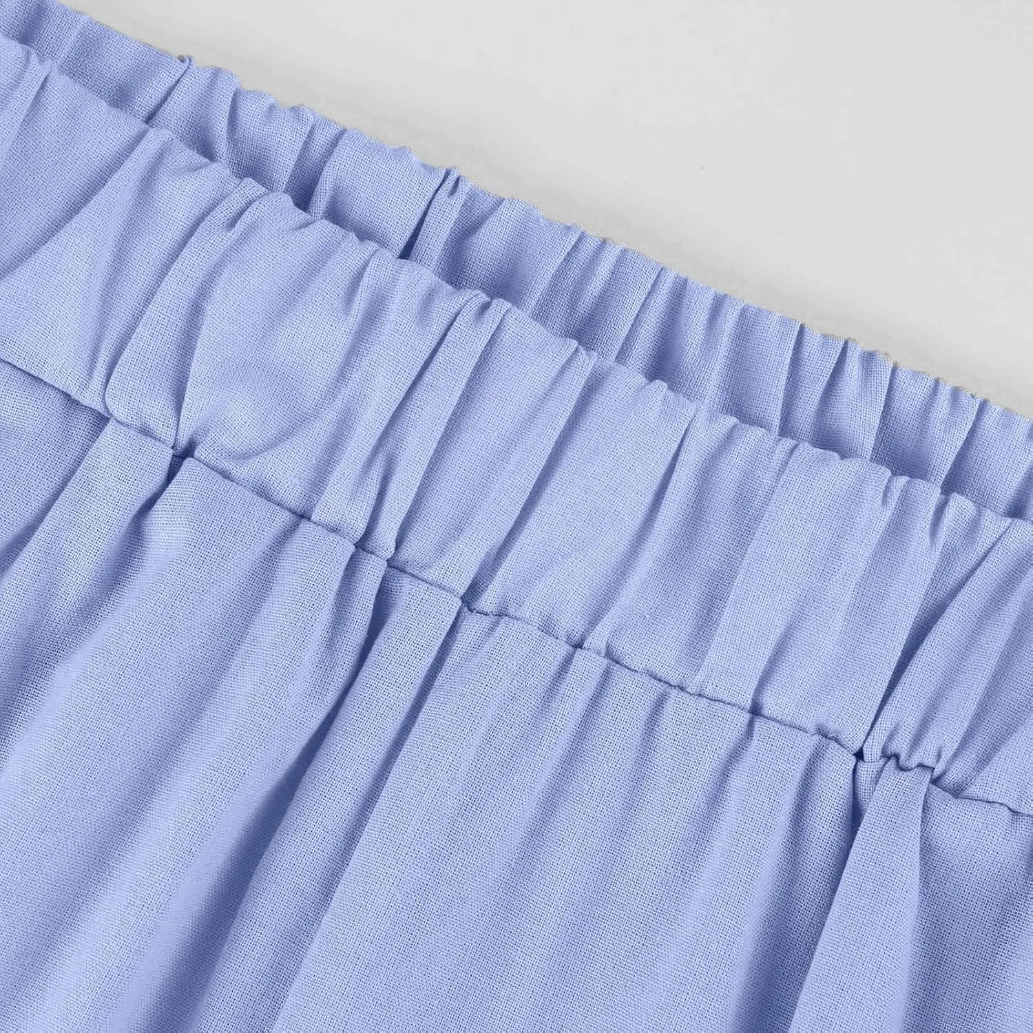 eoeioa Linen Ankle Pants for Women Summer Elastic High Waisted Cropped Pants Casual Lightweight Linen Pant with Pockets