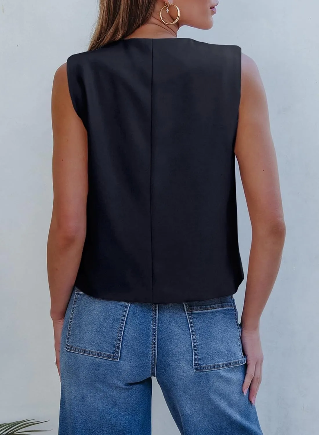 EVALESS Vest for Women 2025 Button Down Sleeveless Blazer Suit Vest Cropped Waistcoat Spring Summer Casual Outfits