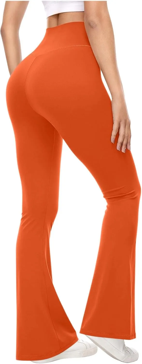 Flare Leggings for Women with Tummy Control, V Crossover High Waisted Yoga Pants, Bootcut Wide Leg Casual Pants