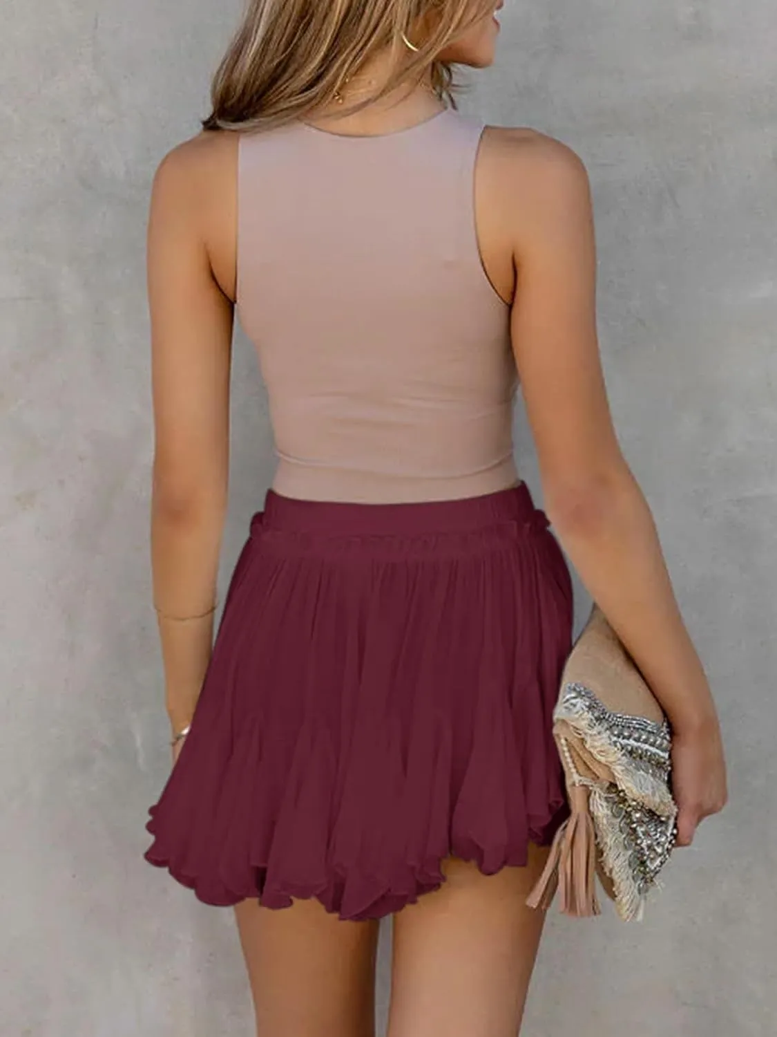 Flowy Shorts for Women Casual Boho Skorts Linen Gauze Mini Skirt Tennis Golf Skort with Pockets Country Concert Outfits