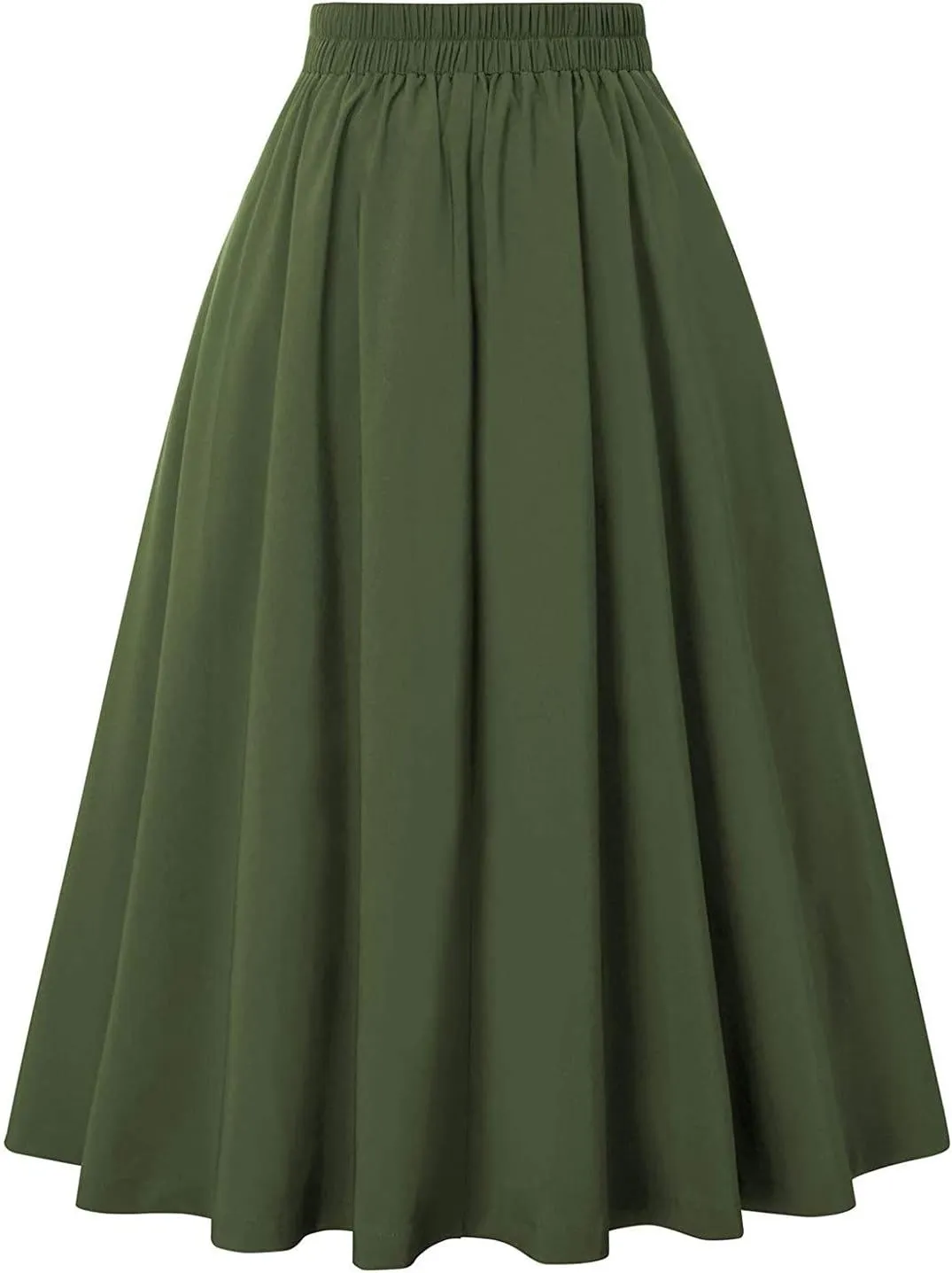 FZYLQY Skirts for Women, 2025 Trendy Casual Pleated Skirts Summer Elastic High Waist Skirt Plus Size Midi Length Work Skirts