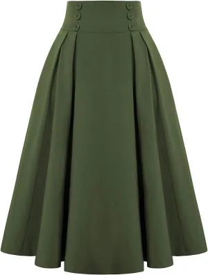 FZYLQY Skirts for Women, 2025 Trendy Casual Pleated Skirts Summer Elastic High Waist Skirt Plus Size Midi Length Work Skirts