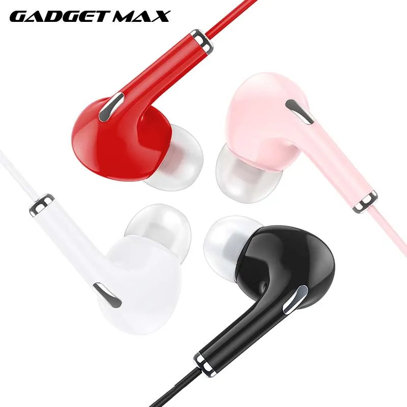GADGET MAX GM20  3.5MM EARPHONE CONTROL UNIVERSAL EARPHONES WITH MIC (1.2M)  Wired Earphone- RED