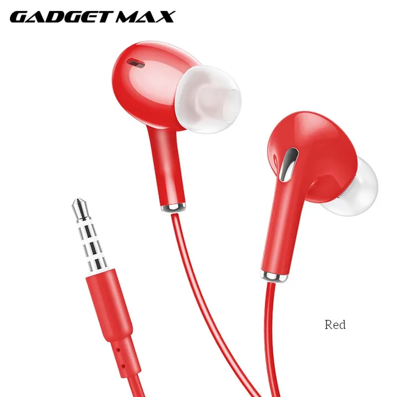 GADGET MAX GM20  3.5MM EARPHONE CONTROL UNIVERSAL EARPHONES WITH MIC (1.2M)  Wired Earphone- RED