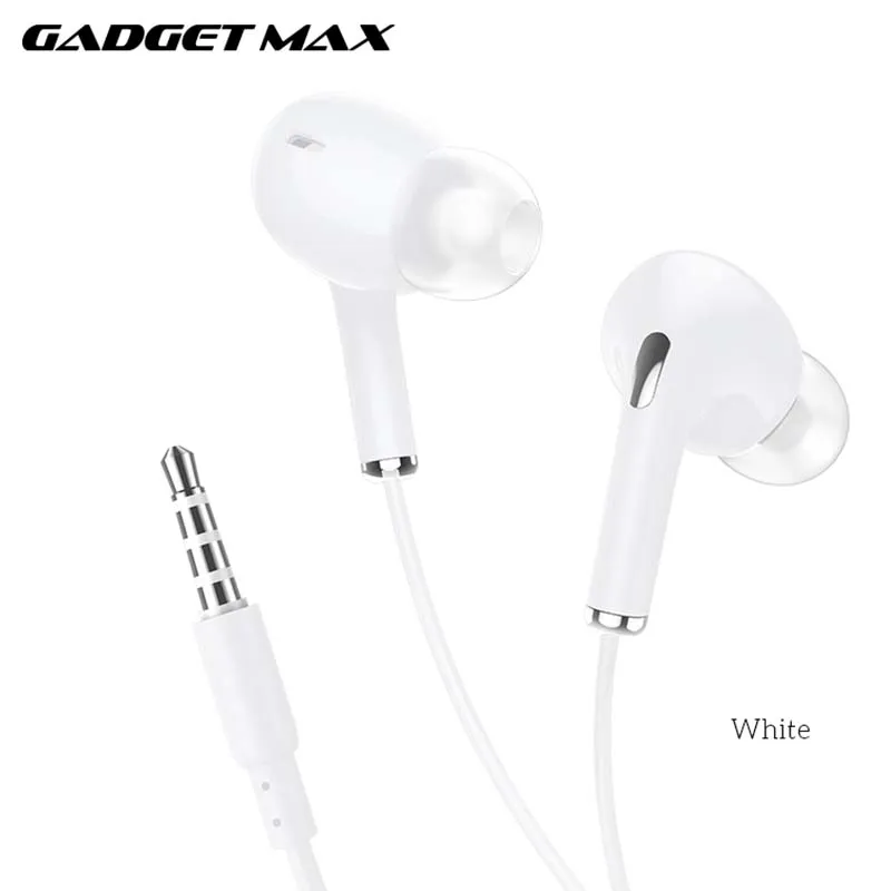 GADGET MAX GM20  3.5MM EARPHONE CONTROL UNIVERSAL EARPHONES WITH MIC (1.2M) Wired Earphone- WHITE