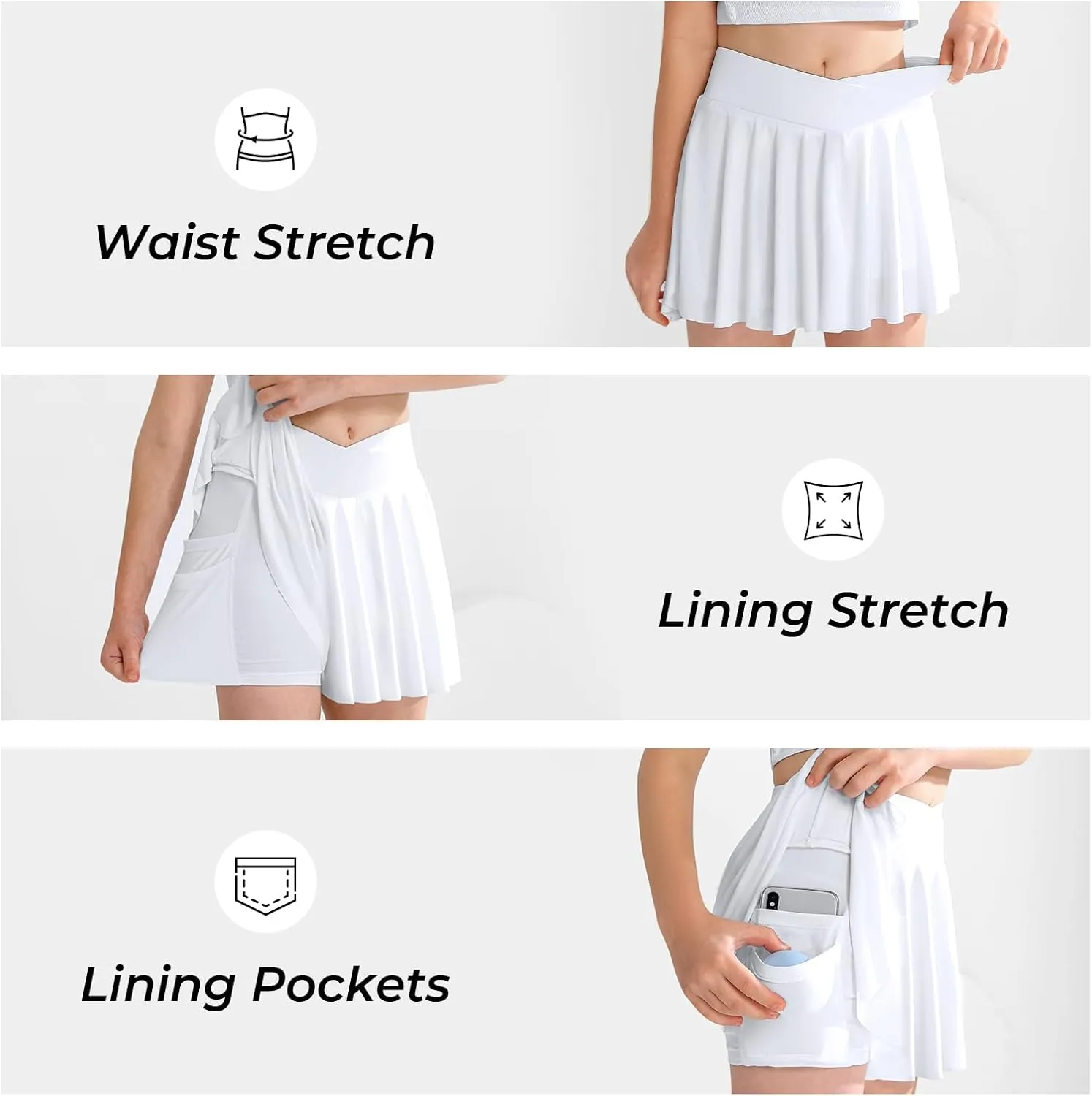 Girls' Athletic 2-in-1 Flowy Cheer Dance Biker Shorts Tennis Skirt Butterfly Skorts with Pocket for Girl Size 5-14 Years