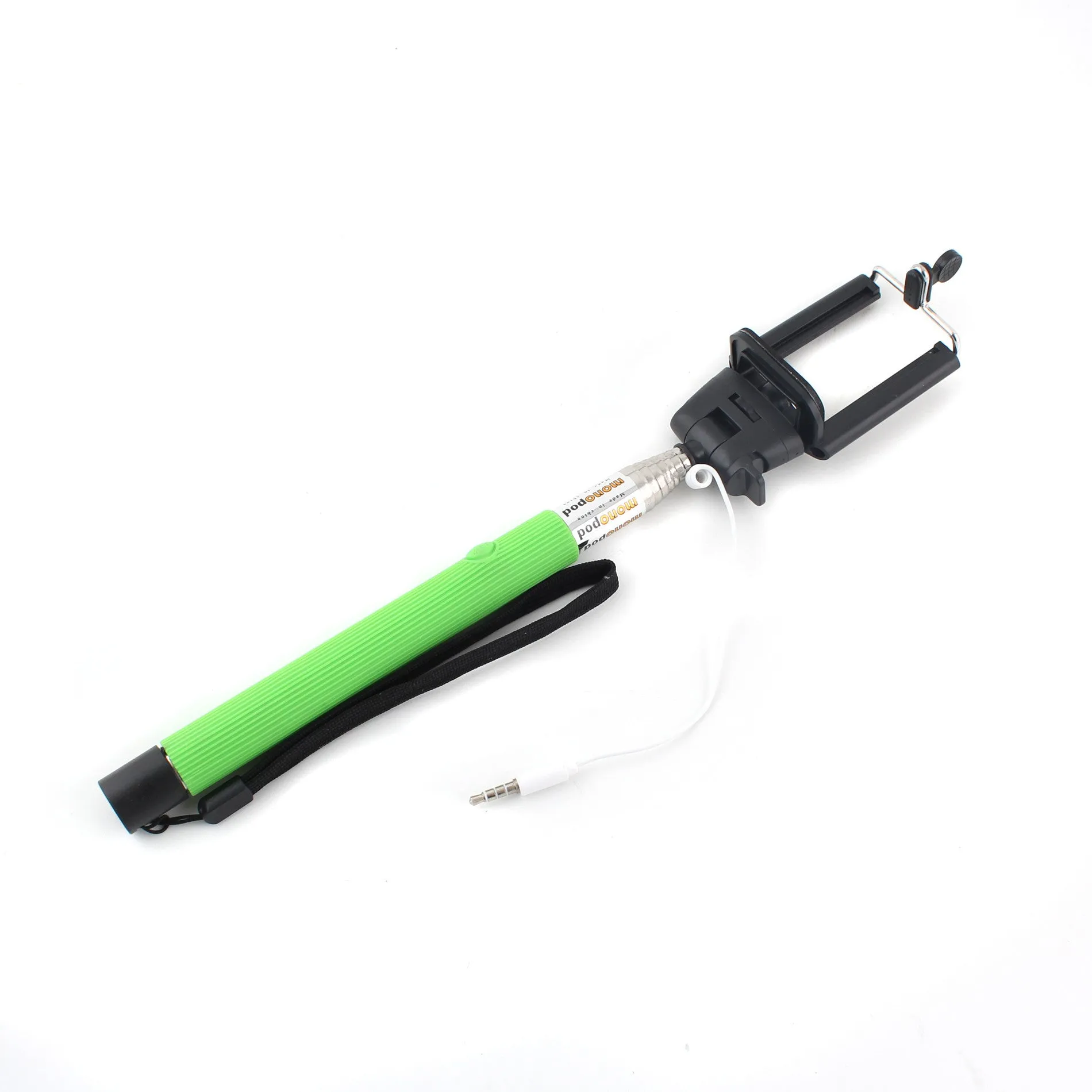 Green 3.5mm Extendable Selfie Wired Stick Phone Holder Remote Shutter Monopod For smartphone iphone