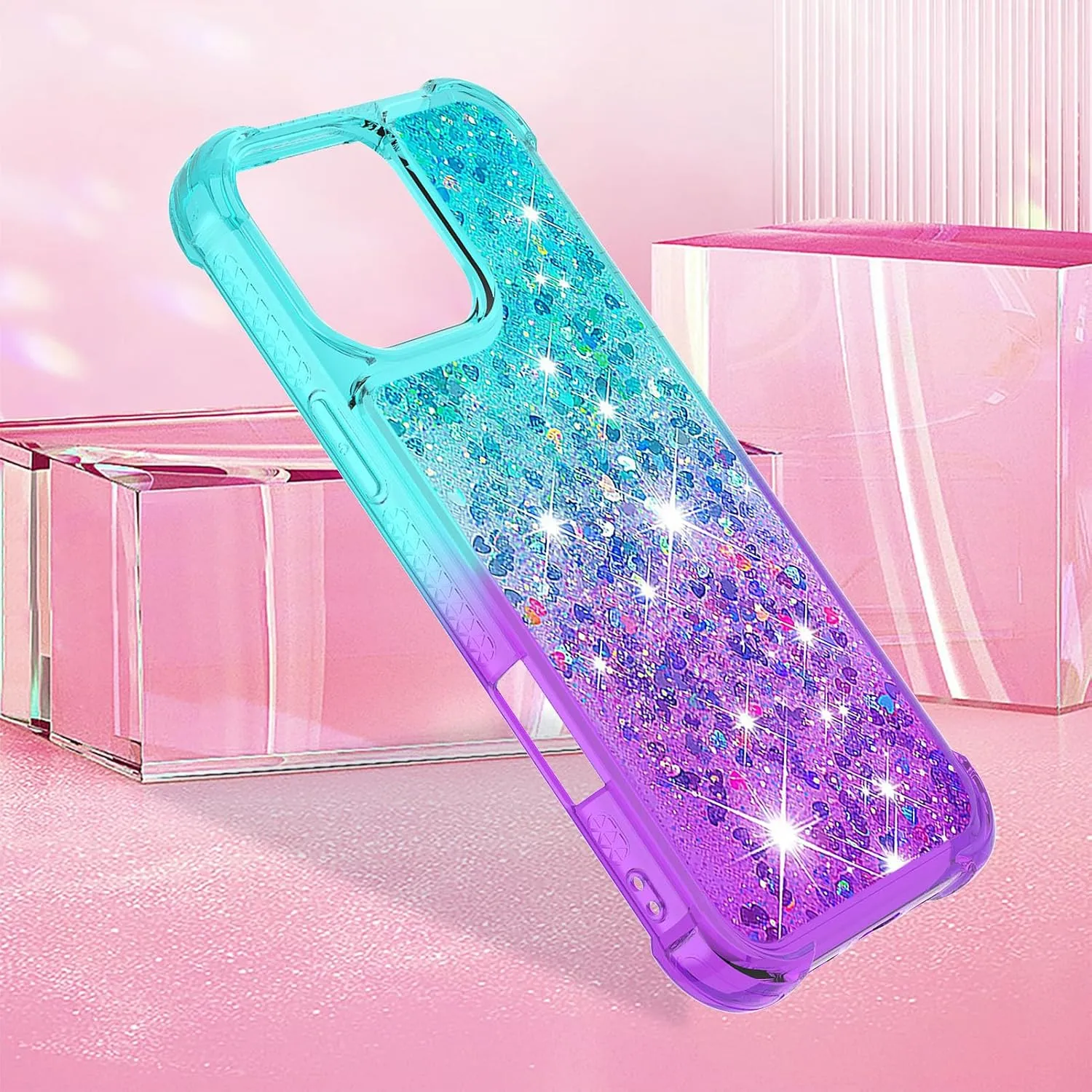 iPhone 16 Pro Max Glitter Liquid Cute Clear Phone Case