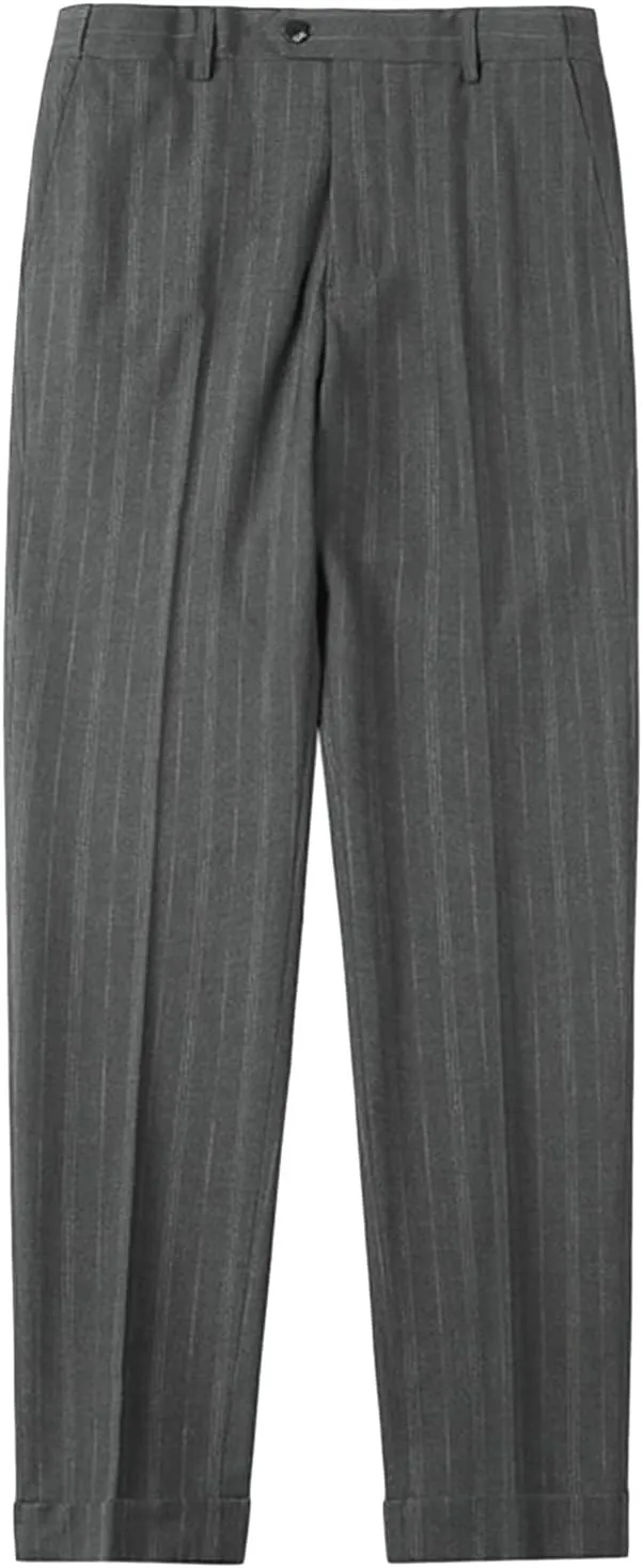JEShifangjiusu Men's Classic Athletic Pants Slim Fit Business Dress Pants Chino Pant Flat Front Straight Fit Suit Pant (32,Black), Black, 32